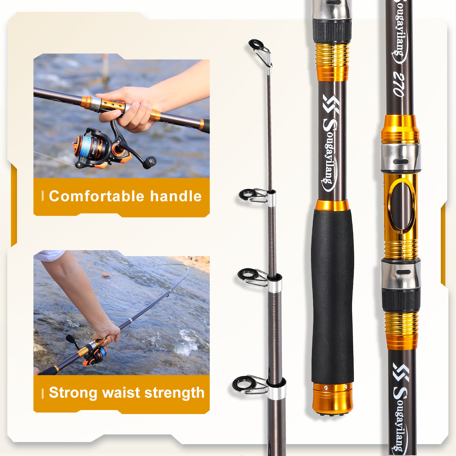 Sougayilang 2.1m-3.0m Spinning - đánh giá và giá Fishing Rod Surf
