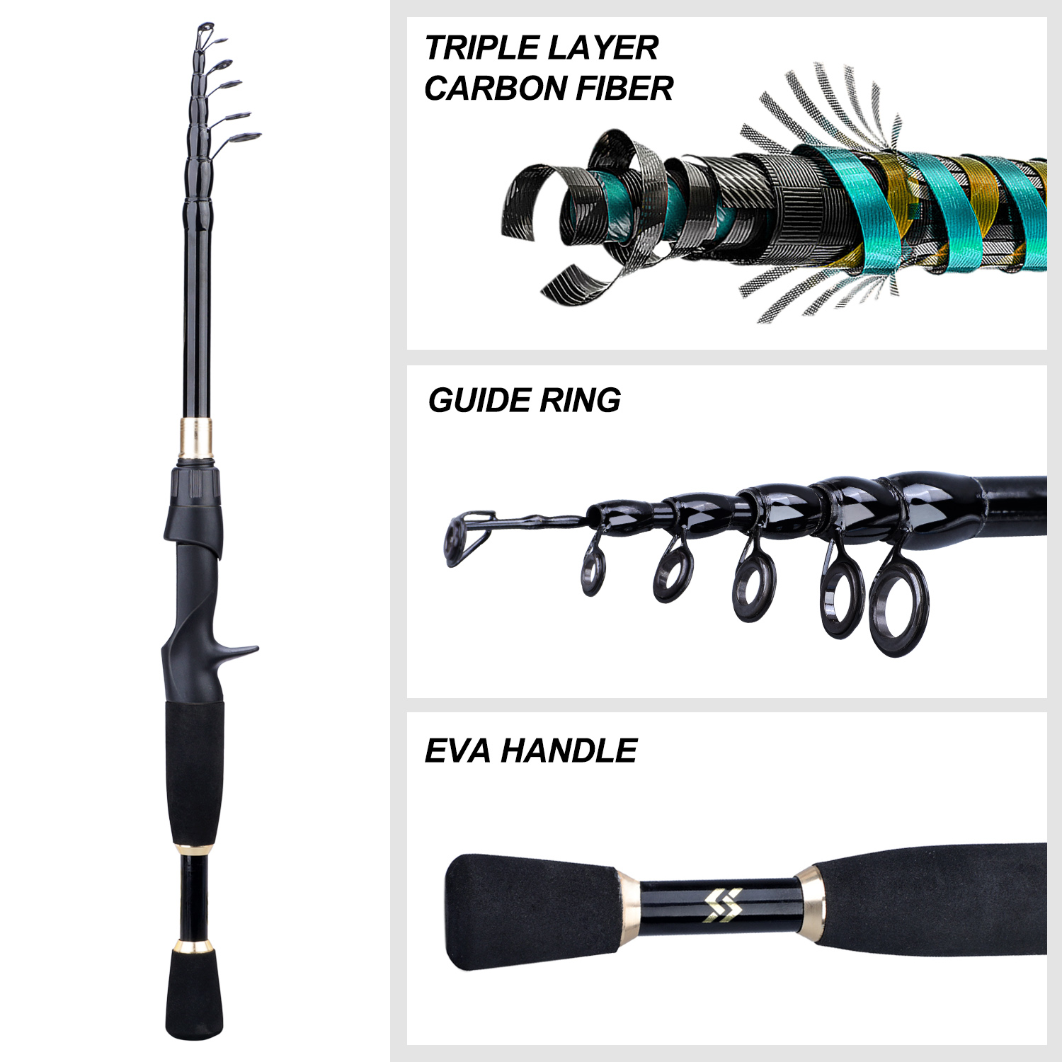 Sougayilang 1.8-2.4m Casting F - đánh giá và giá Fishing Rod Combo